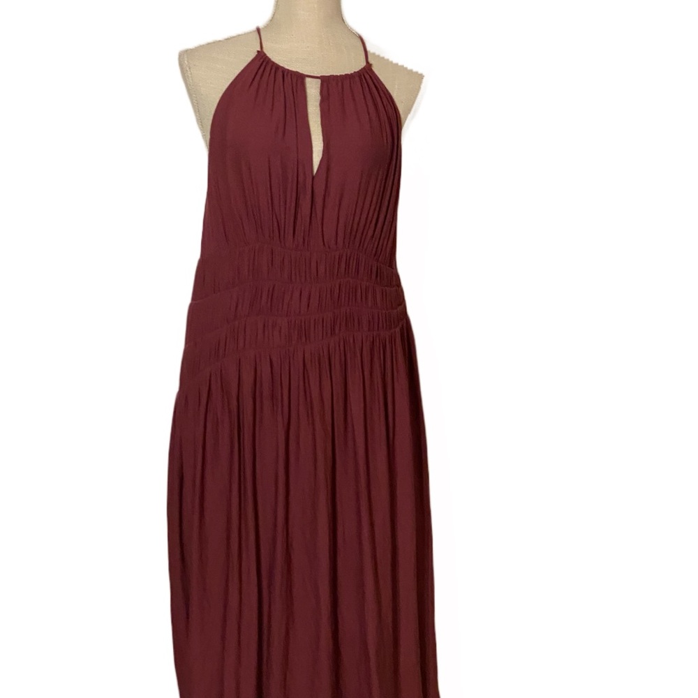 Moulinette Soeurs Plum Smocked Halter Midi Dress
